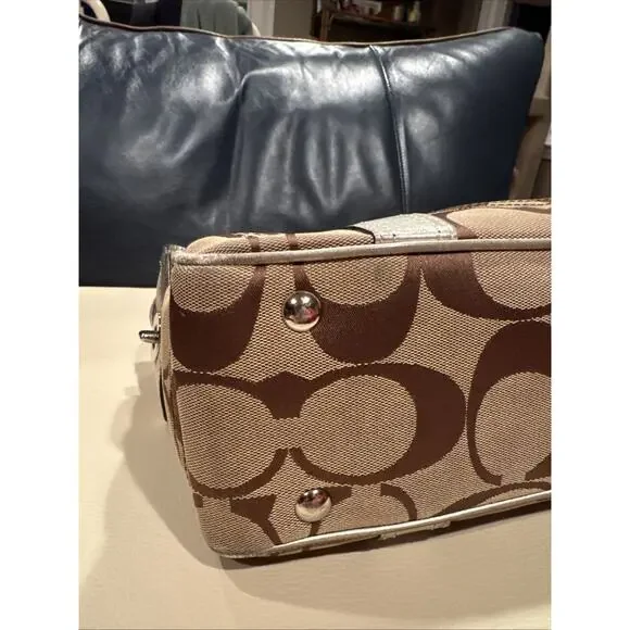 Vintage Coach Gallery East West Tote Bag In The Signature Canvas Leather Trim - Picture 8 of 16